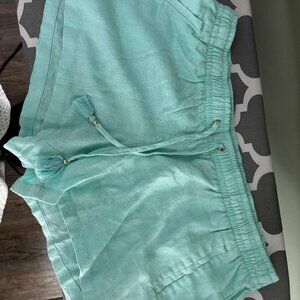 Lilly Pulitzer Seafoam Linen Drawstring Shorts XL VGUC